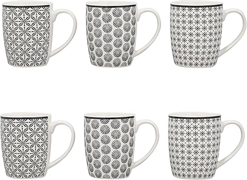 NOVASTYL - Lot 6 mugs graphik 32cl en porcelaine new bone - 2414133 - Nail Gallerys