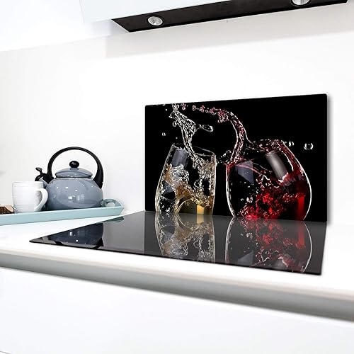 TMK - Plaque de protection en verre pour plaque de cuisson - 90 x 52 cm - Protection contre les éclaboussures - Pour plaque de cuisson - En verre - Noir - Nail Gallerys