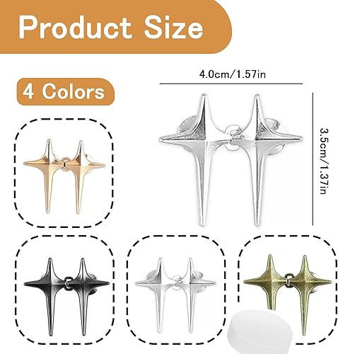 4 paires de boutons de jean pour jeans amples, pince de serrage de taille réglable, boutons de jean en forme d'étoile, serre-taille en forme d'étoile, bouton de rechange pour pantalon (coloré) - Nail Gallerys