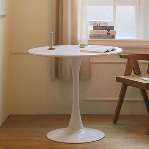 JHAISMAO Blanc MDF Laqué Table à Manger Rond Table De Cuisine Tulipe Piédestal pour La Vie à La Maison Salle à Manger Cuisine Restaurant(Size:60cm) - Nail Gallerys