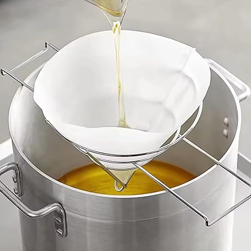 Celuicion Support de filtre à huile de friteuse, support de filtre à frite,Porte-filtre à l'huile de friteuse avec bras pliables | Rack de passoire réutilisable en acier inoxydable pour le restaurant - Nail Gallerys