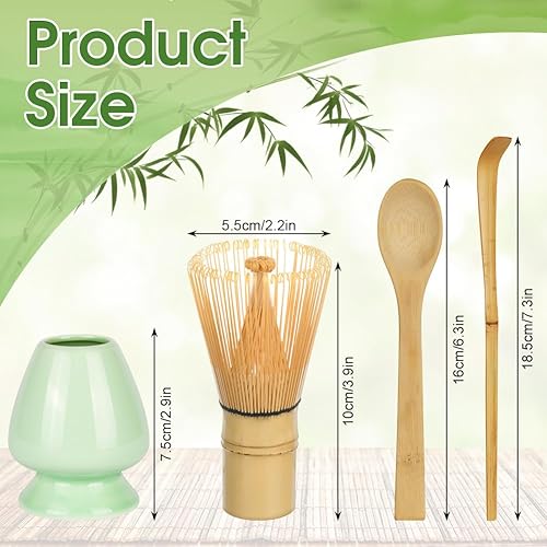 HOTUT Fouets à Matcha, 4 Pièces Ensemble de Balais à Matcha, Kit Accessoire pour Cérémonie du Thé Matcha-Fouet en Bambou, EnsembleThé Matcha, Cuillère Traditionnelle, Cuillère à Thé - Nail Gallerys
