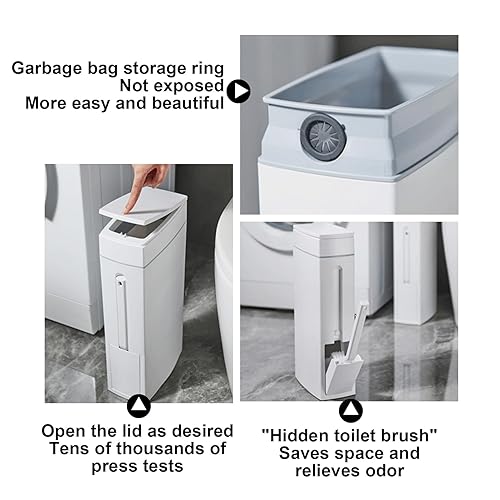 Poubelle De Déchets En Couvercle - Poubelle De Salle De Bain Mince De 4,5 L Avec Porte-brossage De Couvercle Et De Toilette | Les Déchets Modernes Peuvent | Brosse De Toilette Et Bac De Gaspillage | R - Nail Gallerys