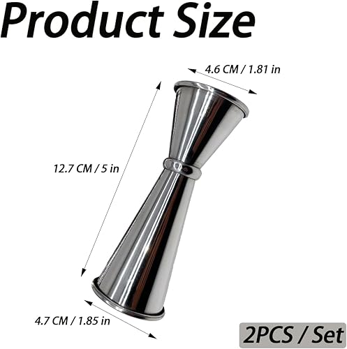 Niaciswe Doseur à cocktail 2 pièces mesure de bar 1OZ / 2OZ (30/60 ml) Tasse à mesurer double mesure avec échelle tasse à mesurer à cocktail verseur à liqueur tasse pour bars fête boissons DIY - Nail Gallerys