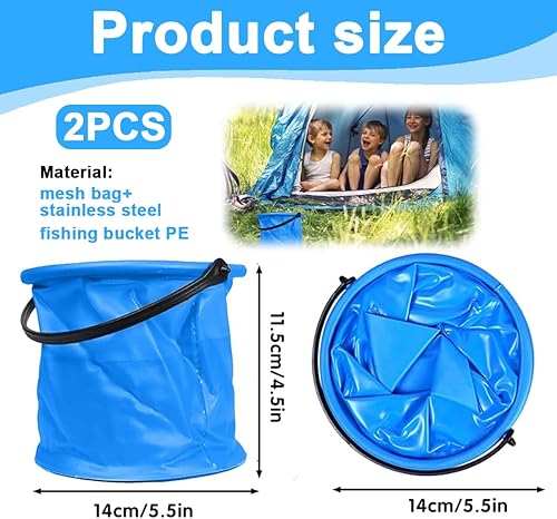 AOEVUIR 2 Pcs Seau Plage Pliable Petit Seau 2L Coloré Multifonctionnel Seau de Pêche Portable Bassin de Lavage pour Camping, Pêche et Plage - Nail Gallerys