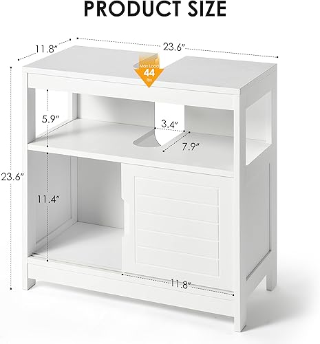 SogesPower Meuble sous Lavabo Blanc, Meuble de Rangement de Salle de Bain avec Portes et Étagères pour Lavabos sur Colonne avec Pieds, 60 x 30 x 60 cm - Nail Gallerys
