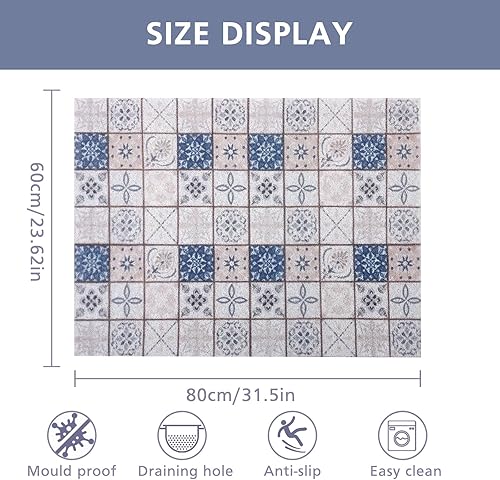 Fecialy Tapis de Douche carré, 60x80cm, Tapis de Bain antidérapant en silice Grand Tapis de Sol de Douche Tapis de Bain en PVC Souple Tapis de Douche à séchage Rapide - Nail Gallerys