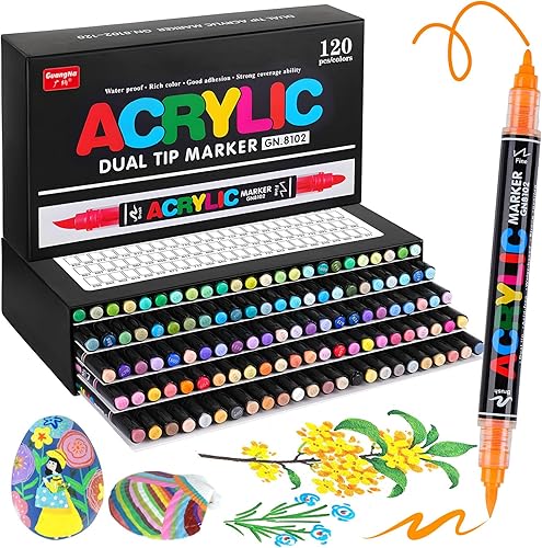168 Couleurs Marqueur Peinture Acrylique Double Pointe, Feutre Acrylique pour Coloriage Adulte & Mystère, Stylo Peinture avec Pointe Pinceau (0.5-4.5mm) et Pointe Fine (1mm) – Feutre pour Verre, Bois - Nail Gallerys