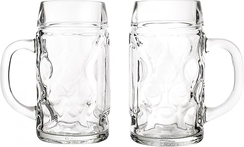 Van Well Lot de 2 chopes à bière - Avec poignée - Lavables au lave-vaisselle - Contenu : 0,5 l - Parfaites pour une utilisation en milieu gastronomique - Nail Gallerys