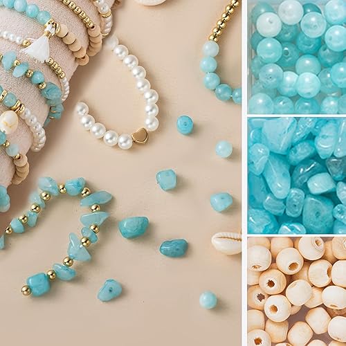 Perles Pour Bracelet Kit, 1675 Pièce Perles pour Bracelet Pierre Naturelle Irrégulière Puce de Pierre Naturelle à Enfiler, Bijoux Bracelet avec Perles Lettres DIY - Nail Gallerys