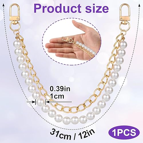 Chaîne Sac à Main Perles, Chaîne de Remplacement Sac à Main, Anse pour Sac Bandoulière, Chaîne de Sac Métal, Sangle Sac Bandoulière, Accessoires pour Sacs, pour Femme Charms Breloques Sac à Main - Nail Gallerys