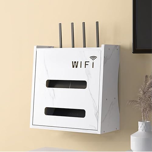 HFGHGDF Cache Box, Boîte de Rangement pour Routeur WiFi, Support Mural/Bureau, Rangement Mural Box pour Cache par Faitement Le Boitier TV/Módem/Router/Cables(White) - Nail Gallerys