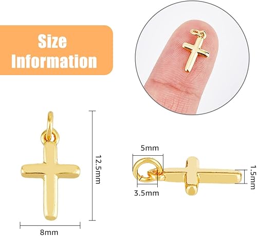 SUPERFINDINGS 16Pcs Pendentifs Croix en Laiton Plaqué Or 18K Breloques Croix Motif Croix Pendentifs avec Anneaux de Saut pour Collier Boucles d'oreilles Bracelet Fabrication de Bijoux, Trou: 3.5mm - Nail Gallerys