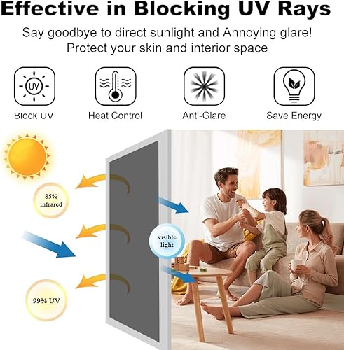 VGECEE Film Fenêtre Anti Chaleur 40x500cm, Films Vitre Anti Regard Adhésif, Film sans Tain pour Fenêtre en Pet, Films Vitre Anti Soleil Anti-reflet, pour Chambre Cuisine Bureau Salon, Translucide - Nail Gallerys