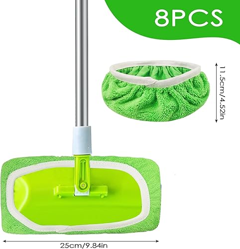 Baxcdyswe 8 Pièces Lingettes Reutilisable pour Swiffer Lingettes Humides, Housse de Rechange pour Utilisation Humide et Sèche Recharge, Lavables Mop de Chiffons de Rechange en Microfibre - Nail Gallerys