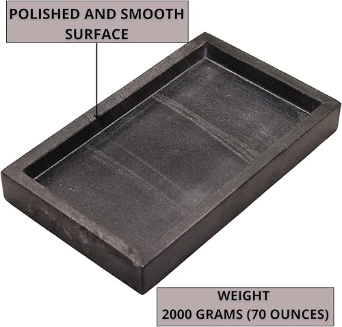 KC KULLICRAFT Plateau en marbre naturel pour bureau/cuisine/coiffeuse/salle de bain, plateau de rangement en pierre pour table basse, support d'assiette pour mouchoirs, bougies, savon, serviette, - Nail Gallerys