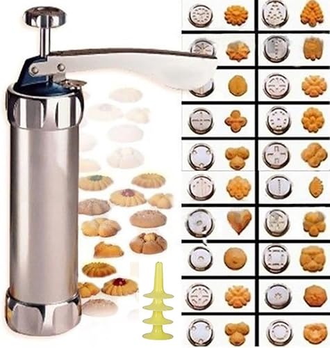 Presse a bBiscuit,Cookie Press,Machine à Biscuits,avec 8 Disques Biscuits et 8 Douilles Chaque permet d'obtenir un produit fini,jusqu'à 20 pièces.pour La Fabrication de Biscuits Gâteaux,Presse Biscuit - Nail Gallerys