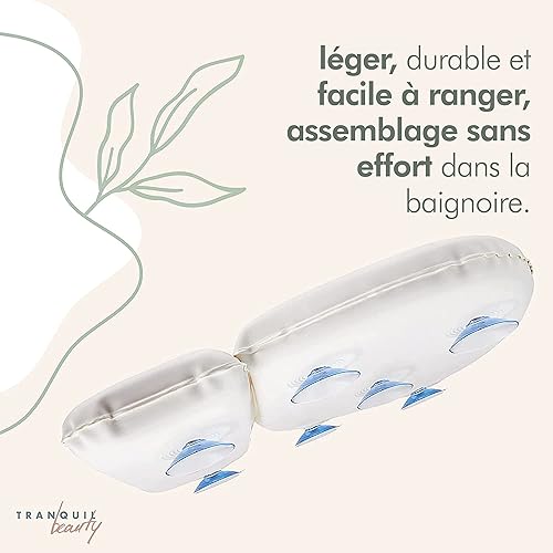 TranquilBeauty Oreiller de Bain pour La Tête Et Le Cou Imperméable avec Ventouses,Coussin de Bain antidérapant de qualité supérieure Appuie-tête Ergonomique & Support Dorsal avec boîte-Cadeau (Blanc) - Nail Gallerys