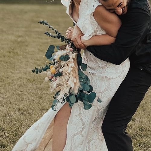 Lot de 10 Eucalyptus séchés, Herbe de la Pampa Naturelle Fleurs séchées Argent, Eucalyptus Bouquets pour Remplissage de Vase, tiges Vertes de Mariage et Arrangement de Fleurs séchées - Nail Gallerys