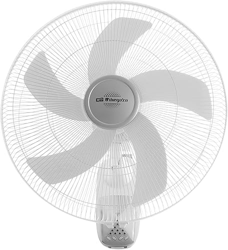 Orbegozo WF 0250 - Ventilateur mural, 3 vitesses, pales de 50 cm, minuterie, télécommande, 3 modes, mouvement oscillant, 55 W, blanc - Nail Gallerys