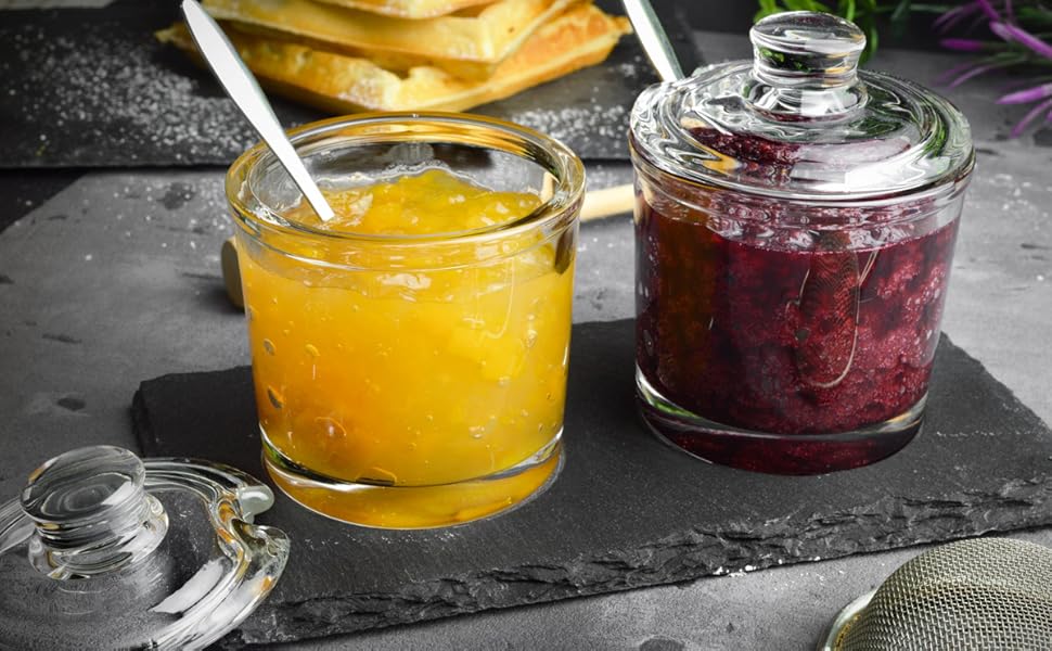 Lot de 2 pots à épices sur plateau en ardoise avec cuillère, pots à parmesan, pots à confiture, salière et conservation.