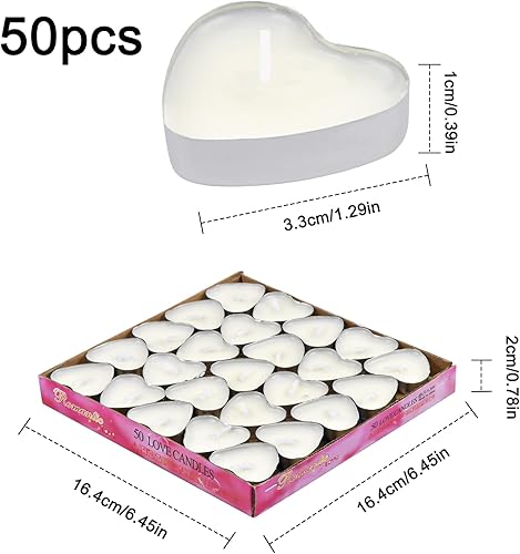 Aomhrek Bougies Chauffe-Plat en Forme de Cœur, Bougies Décoratives Romantiques pour Mariage, Propositions et Anniversaires, Bougies Scintillantes pour Décoration de Mariage, Pack de 50 - Nail Gallerys