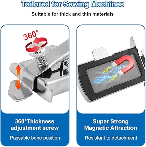 3 Pièces Guide de Couture Magnétique Acier Inoxydable, Magnetic Seam Guide Multifonctionnel, Accessoire de Couture Guide Couture Aimanté pour Machine à Coudre, Guide Magnétique Accessoires à Couture - Nail Gallerys
