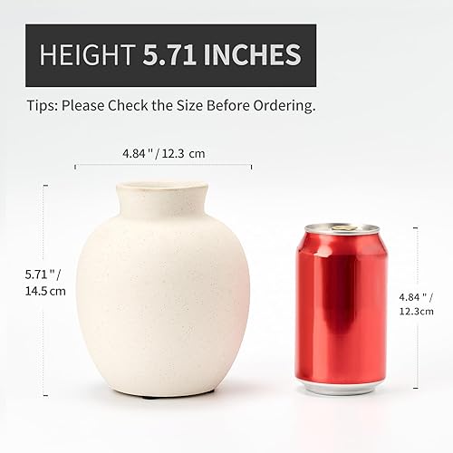 PORCER Vase rustique en céramique antique - 15,2 cm - Terre cuite - Style bohème - Pour la décoration de la maison, le salon, l'entrée, le mariage - Blanc - Nail Gallerys