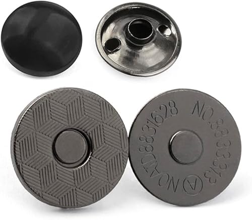 MAHAVIMOKSA Lot de 20 boutons-pression magnétiques fins de 18 mm - Double rivets - Fermoir rond pour bricolage, couture, sac, sac à main, cuir, vêtements, scrapbooking (argent) - Nail Gallerys