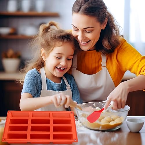 2 Pièces Moule Barre de Céréales à 12 Cavités, Moule Barre de Céréales Silicone Plus Une 1 Pièces Spatule à Pâtisserie, Moule Financier Silicone pour Pain, Gâteaux, Barres de Chocolat et Biscuitsts - Nail Gallerys