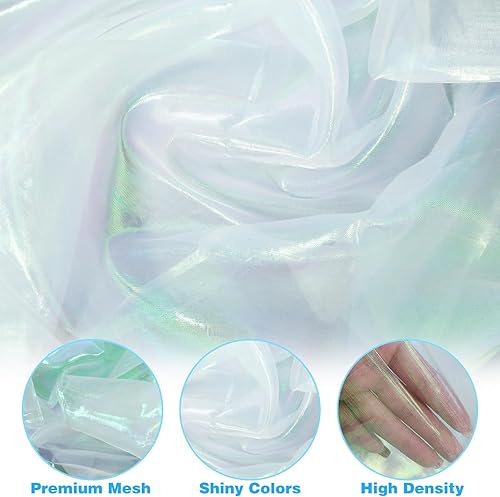 3 mètres Magic Laser Lace Fabric Tissu, Iridescent tissu holographique laser arc-en-ciel magique, tissu irisé 59 pouces, tissu à paillettes, tissu organza dégradé, dentelle pour photographie mariage - Nail Gallerys