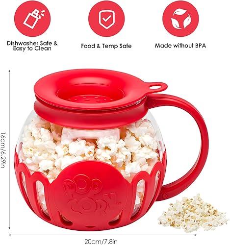 Machine à popcorn de 2 L, bol en verre borosilicate pour micro-ondes, moins de graisse, faible teneur en calories, sans BPA, pour les soirées cinéma, les fêtes à la maison - Nail Gallerys