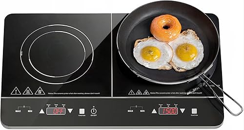 HOMCOM Plaque à induction portable 2 feux3500 W plaque de cuisson électrique avec 10 niveaux de température et 8 réglages de puissance, minuterie 3H, écran tactile LED, verrouillage enfant, noir - Nail Gallerys