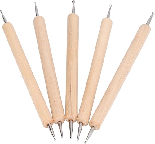 5 Pièces Ensemble de Stylets de Gaufrage à Double Extrémité en Acier Inoxydable Pointe de Bille Traçant le Stylet de Pointage métal à repousser pour la Peinture à la Main Gravure Façonnage - Nail Gallerys