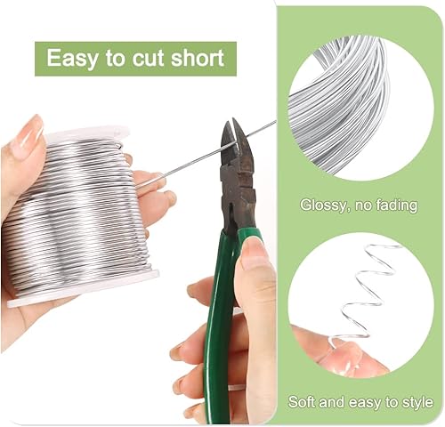 GINOYA Fil en aluminium pliable de calibre 16 avec bobine pour la fabrication de bijoux (argenté) - Nail Gallerys