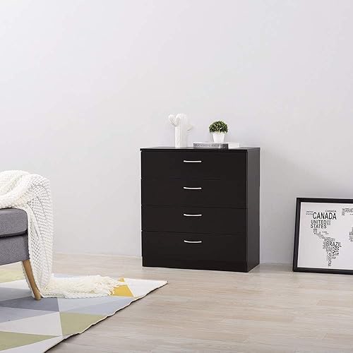 Panana Commode Blanche Mat avec 4 tiroirs, Meuble Rangement, Commode Chambre, Commode avec tiroirs, Armoire à tiroirs, Taille: 67 x 33 x 73 cm, Poids: 23 kg (Noir, 4 tiroirs) - Nail Gallerys