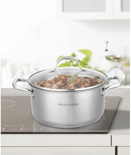 AM1022 Arthur Martin Marmite 36 cm avec couvercle – Acier Inoxydable – Tous feux dont induction - Nail Gallerys