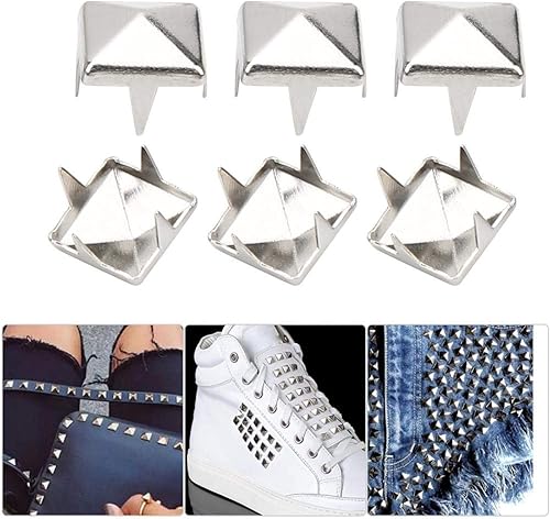 400 ensembles de clous à pointes carrées à quatre mâchoires, bricolage maroquinerie rivets à pointes rivets à pointes carrés Rivets sac vêtements en cuir chaussures Rivet(5mm-argent) - Nail Gallerys