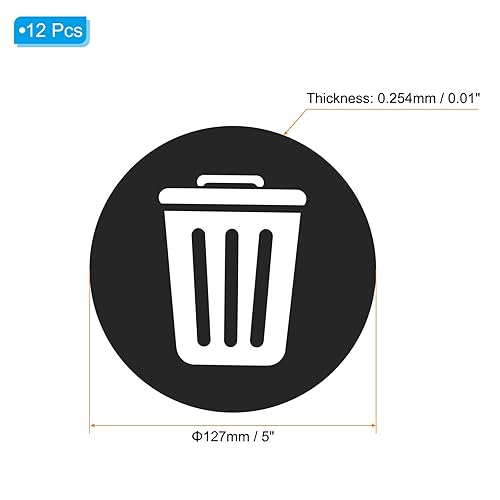 QUARKZMAN Étiquettes de Poubelle de Recyclage Lot de 12 Autocollants de 5 Pouces Panneaux d'Indication d'Étiquettes de Déchets pour la Maison, le Bureau, la Cuisine, Blanc Sur Noir - Nail Gallerys