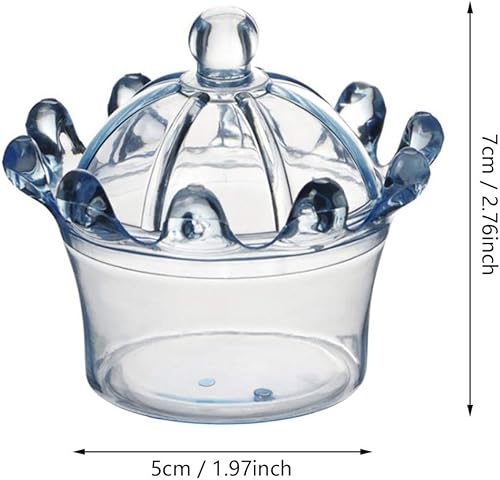 Lot de 12 boîtes à Bonbons en Plastique en Forme de Couronne pour Mariage ou fête (Bleu) - Nail Gallerys