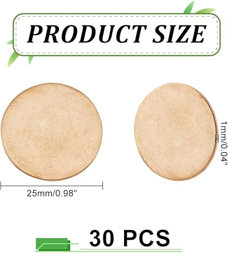 PH PandaHall 30pcs Ébauches d'estampage en laiton, 25 mm Étiquettes métalliques circulaires Pièces solides dorées Disques d'estampage de bijoux pour la fabrication de pendentifs de boucles d'oreilles - Nail Gallerys