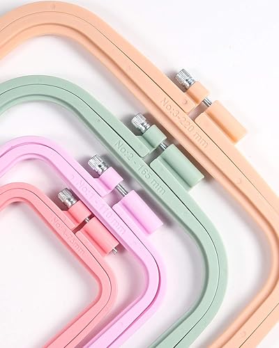 Pllieay Lot de 4 cercles à broder carrés de 4 tailles, cerceaux de point de croix et cercles à broder en plastique ABS pour projets de broderie à faire soi-même - Nail Gallerys