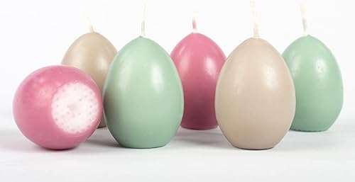 INNA-Glas - Bougies œufs de Pâques LEONITA, 6 pièces, Vieux Rose-Gris-Menthe, 6cm, 4,5cm, 7h - Made in Germany - Nail Gallerys