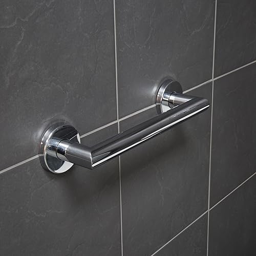 Croydex Barre d'appui Moderne en Acier Inoxydable avec Fixations dissimulées, Chrome, 30 cm - Nail Gallerys