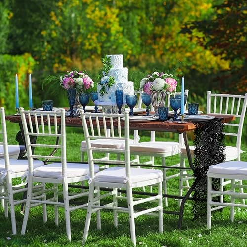 ShinyBeauty Noir Dentelle Table Runner 13x120 Pouces Petit Chemins de Table en Lin Table Cover Halloween Table Topper Superposition pour Les fêtes Rustique Boho Dinning Runners - Nail Gallerys