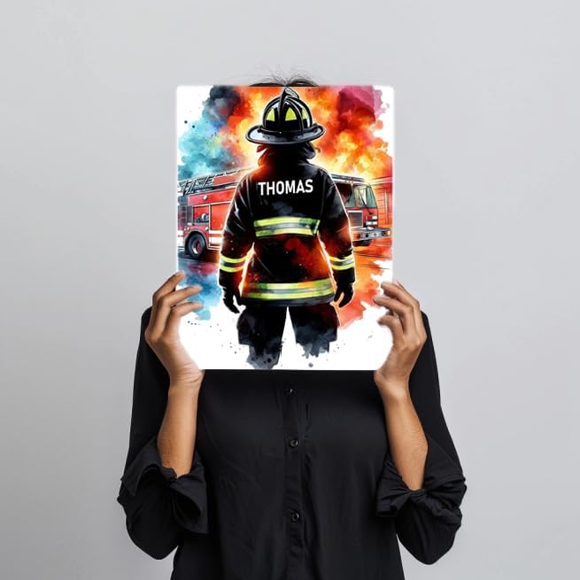 Générique Affiche Personnalisée Pompier – Poster Garçon Pompier Personnalisable avec Nom, Toile, idée Cadeau d’anniversaire Homme - Nail Gallerys