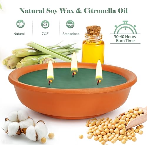 Bougie d'extérieur à la citronnelle, 2 pièces Bougies d'extérieur à l'huile de citronnelle et à la cire de soja naturelle, Coffret de bougies parfumées - Parfait pour le jardin,terrasse,camping - Nail Gallerys