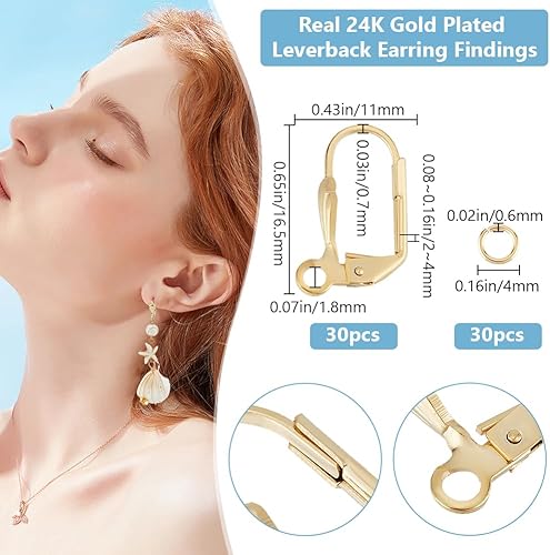 Beebeecraft 1 boîte de 30 crochets de Boucles D'Oreilles à Levier en Argent Sterling Plaqué Coquillage de Mer avec 30 anneaux Ouverts pour la Fabrication de Bijoux de Boucles D'Oreilles - Nail Gallerys