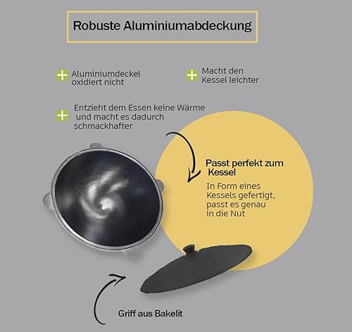 Kazan Chaudron en fonte 10 l, casserole Kazan en fonte, pot en fonte, 10 l, 10 l - Nail Gallerys