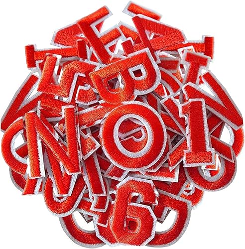 Lot de 72 patchs brodés en forme de lettres de l'alphabet rouges - Pour réparation de jeans - Nail Gallerys